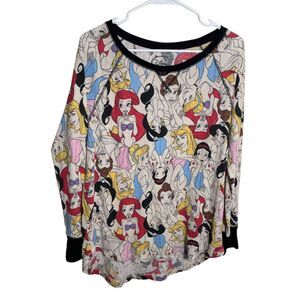 Disney Princess Long Sleeve Shirt Women's XL Thermal Sleepwear Top